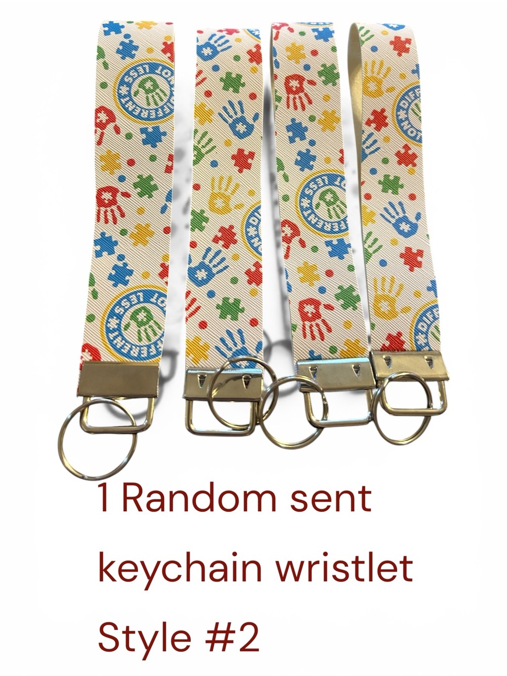 1- Autism awareness Multicolor Handprint Keychain Wristlet - (style #2)